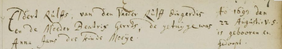 Eldert Dingerdis, 1693