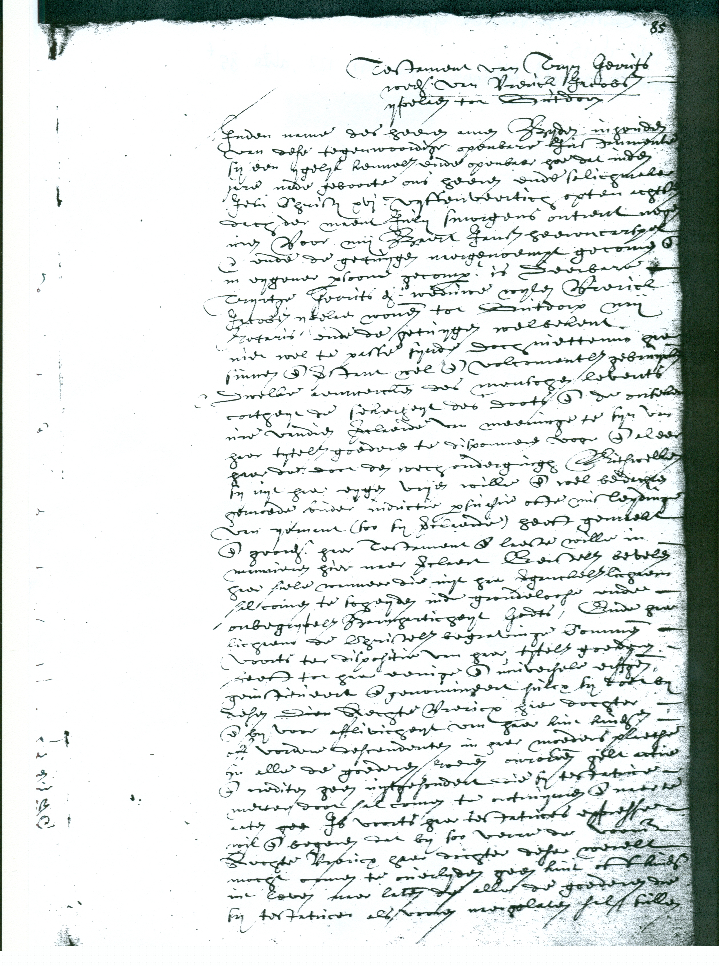 Testament 1645, bladzijde 1