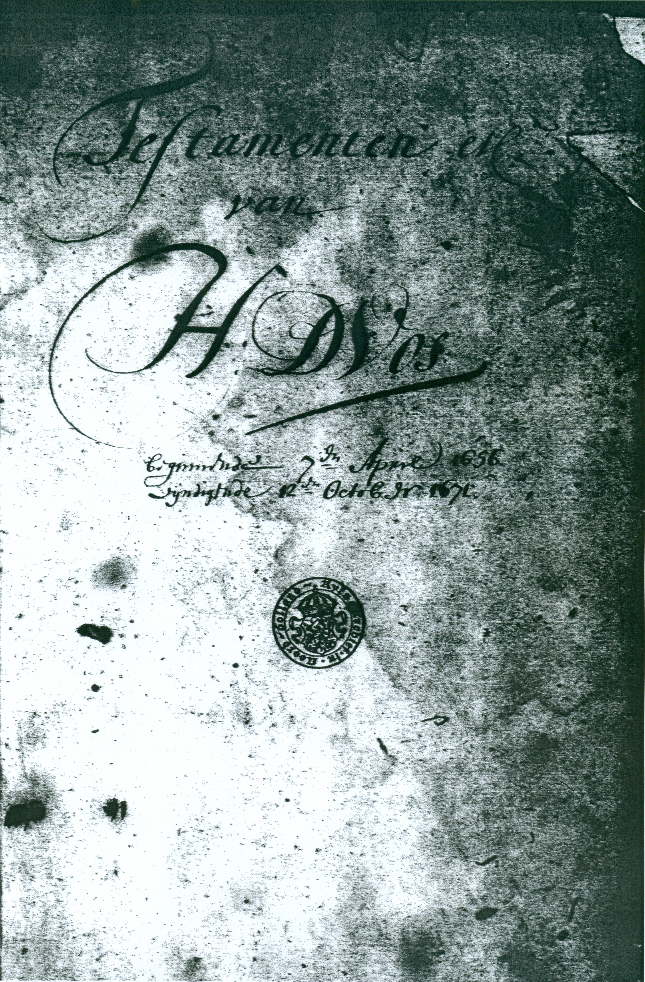 Testament 1656, pagina 1