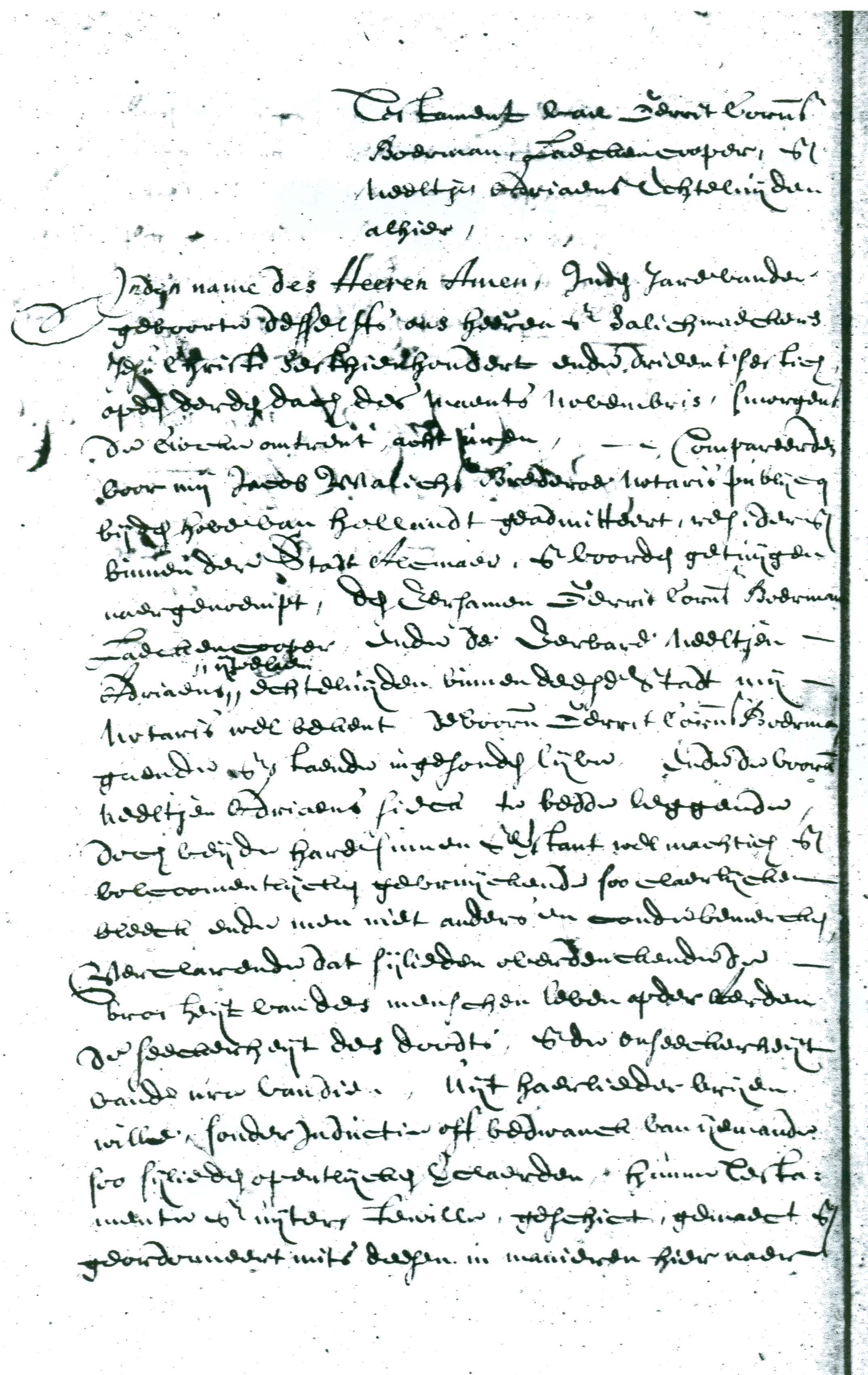 Testament 1663, pagina 1