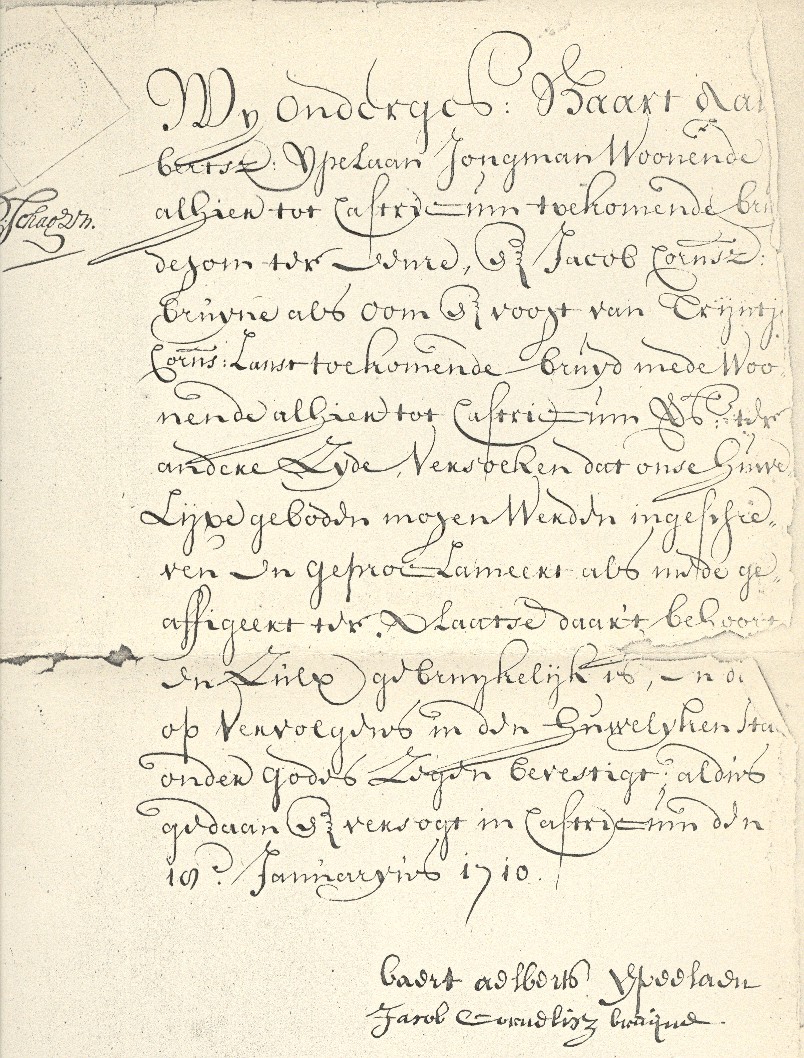 Ondertrouw, 1710