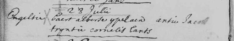 Doopinschrijving Engeltie IJpelaan, 1716