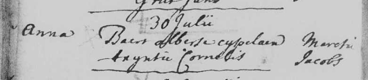 Doopinschrijving Anna IJpelaan, 1719