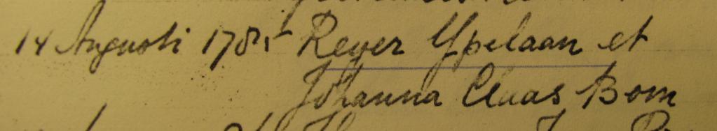 Huwelijksinschrijving 1785
