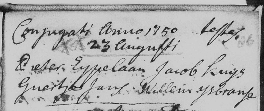 R.K. huwelijksinschrijving, 1750
