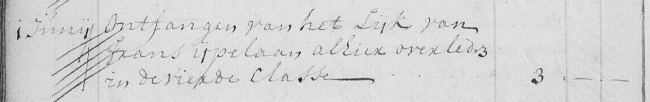 Begraafinschrijving Impost Frans IJpelaan, 1757