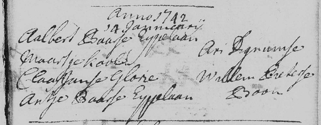 Huwelijksinschrijving 1741
