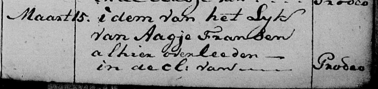 Begraven Aagje Frans, 1797