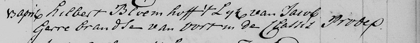 Begraven Jacob Gerrebrandsen van Oort, 1768