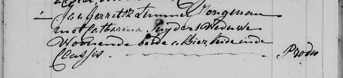Huwelijk Jan Timmer en Kaatje Sneijders, 1790