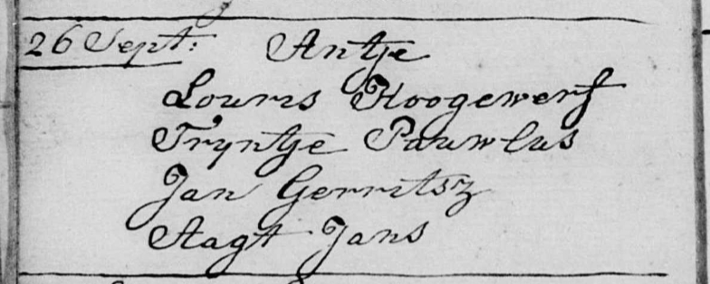 Doopinschrijving Antje Hogewerf, Heemskerk 1755