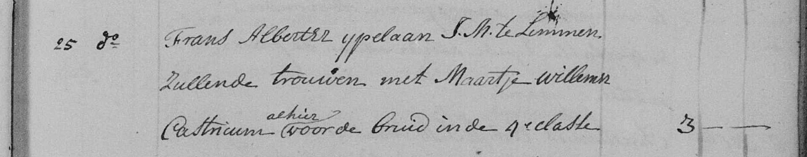 Impostinschrijving 1785