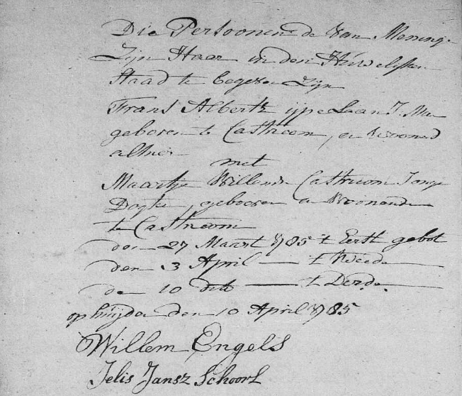 Gerechtsinschrijving 1785