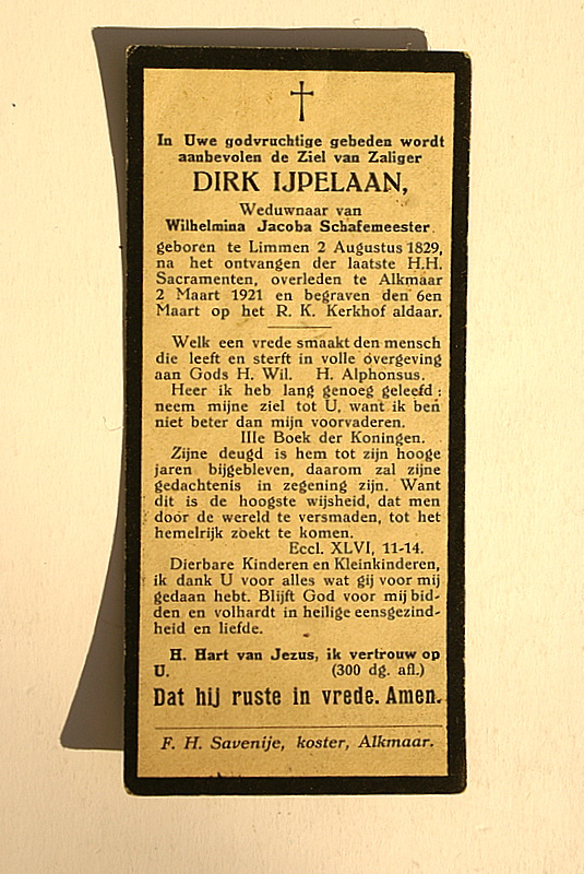 Bidprentje Dirk IJpelaan