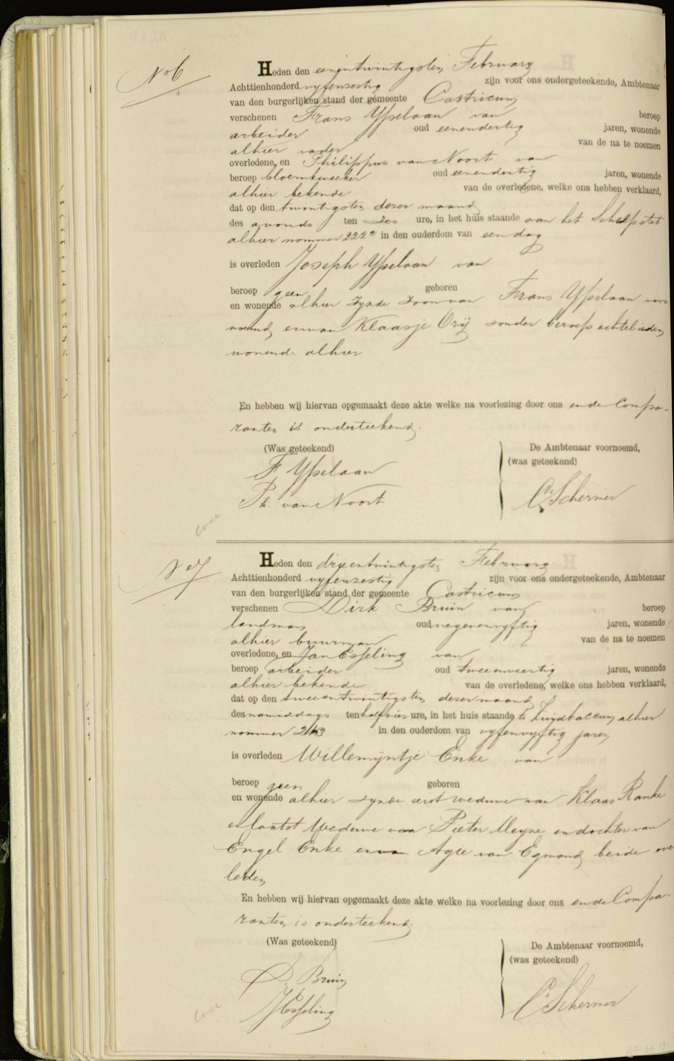 Overlijdensakte Joseph IJpelaan, 1865