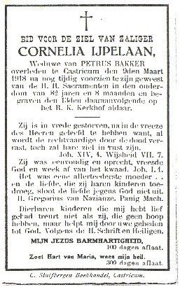 Bidprentje Cornelia IJpelaan
