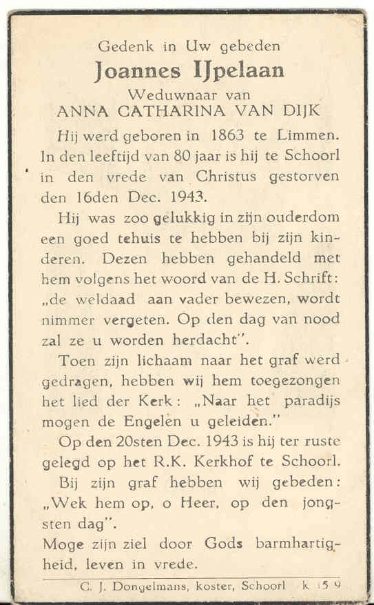 Bidprentje Jan IJpelaan