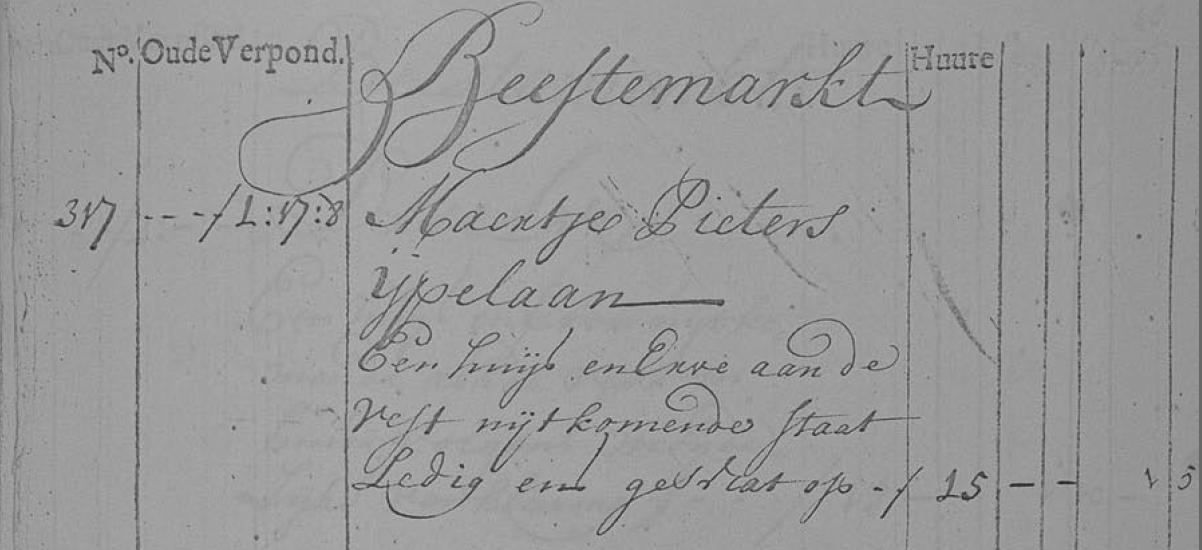 Maartje Pieters IJpelaan, Verpondingsregister Alkmaar, 1733